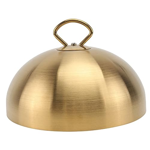 NUOBESTY Cubierta para Bistec de Acero Inoxidable Dorado Cúpula Protectora de Alimentos Portátil con Mango Resistente la Deformación y Óxido para Cocina y Buffet Occidental