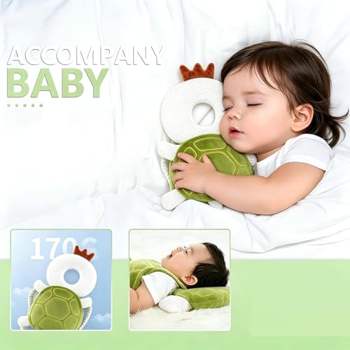 Image of Baby Head Protector Backpack, Toddler Baby Head Protection Backpack with Baby Knee Pads for Walking & Crawling, Soft, Breathable and Wearing Safety Baby Head Protector- Green Turtle