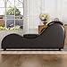 ijuicy Ergonomic Yoga Chair for Adults-Modern Curved Chaise Lounge with Adjustable Cushions, Faux Leather Yoga Stretching Chair for Home Gym, Bedroom & Meditation, Black