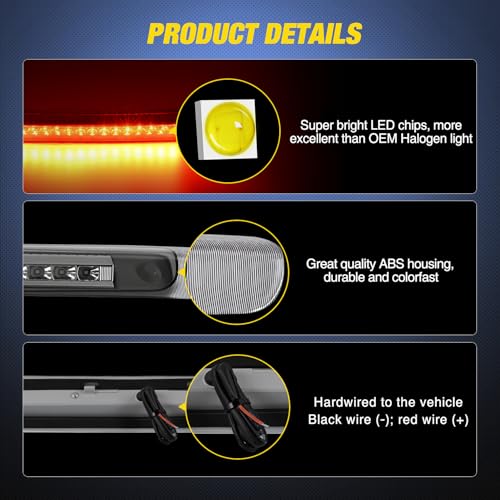 Image of Nilight Third Brake Light Tail High Mount 3rd Stop Lights Smoked Lens Compatible with Toyota Land Cruiser 1998 1999 2000 2001 2002 2003 2004 2005 2006 2007 Van SUV Rear Center Cab Lamp