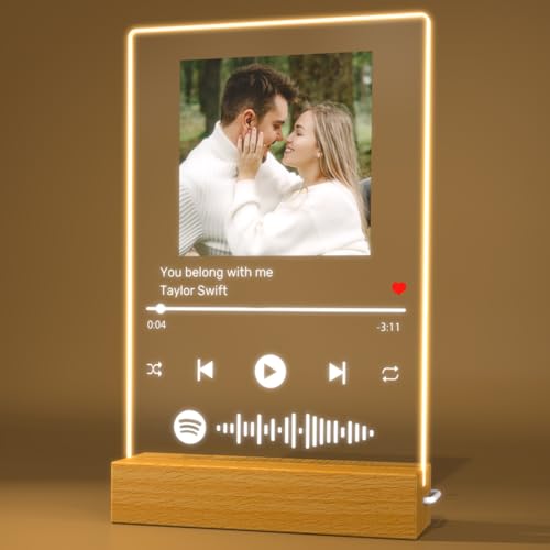Rainsar Placa Spotify de Metacrilato | ¡Lampara Personalizada con Spotify y Foto | Cuadro de...