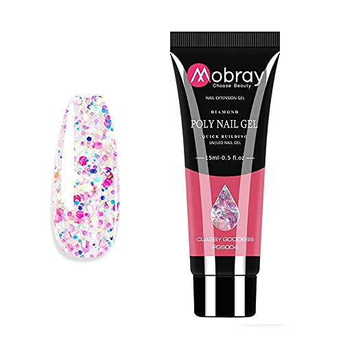 MOBRAY Glitter Nail Extension Poly Nail Gel from BELLE GAGA ™ Extend Builder Gel Finger Nail Extension UV LED Acrylic Builder Gel (Classy Goddess)