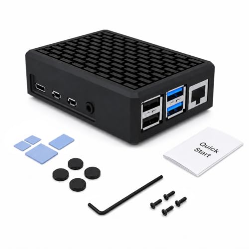 iUniker Aluminum Case for Raspberry Pi 4 Model B, Fanless Passive Cooling Metal Enclosure with Thermal Pads, Silent Heatsink Case, GPIO Port Access