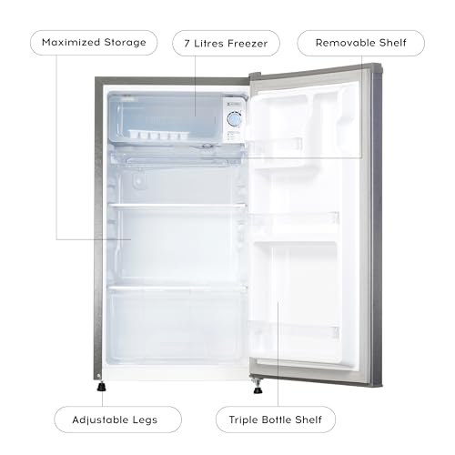 Image of Cruise 100 L Compact Minibar Refrigerator with Freezer - Direct Cool Technology (Single Door, Ideal for Bedroom, Hostels & Offices, 2026 Star Rating, Brushed Steel, CRDSDM-FZ31051S)