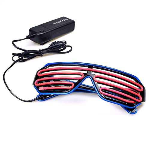 Pinfox Light Up Flashing Shutter Neon Rave Glasses El Wire Led Sunglasses Glow Dj Costumes For Party, 80S, Edm Rb03 (Blue - Pink) #TOP3