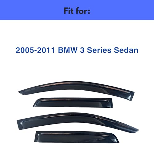 Image of IG Window Visors Fit for 2005-2011 BMW 3 Series Sedan, Out-Channel Rain Guards Vent Wind Deflectors 4PC, Car Accessories for 05-11 BMW 323 325 328 330 335 M3