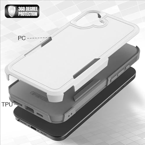 Image of KARWAN Shockproof Back Case Cover Compatible with iPhone 16, Heavy Duty Case with 360 Degree Camera Protection, Dual Layer Rugged Bumper Protection Cover with Matte Finish (White)