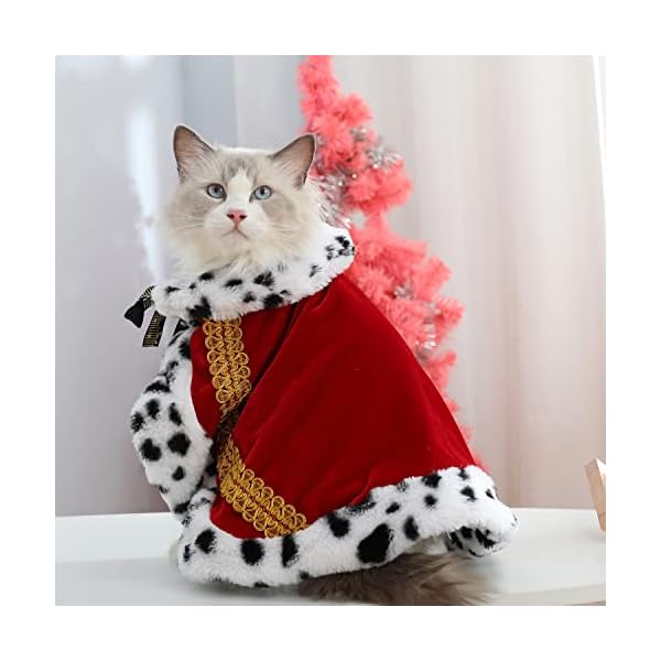 Lovelyshop pet serial lux fur cat dog cloak for halloween costumes, king queen prince and princess cosplay-s red - image 3