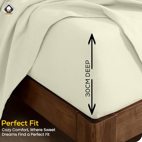 Cotton Comfort Bedding 100% Brushed Cotton Flannelette Fitted Sheet Small Double, Soft Warm Deep Fit Bed Sheet - Image 3