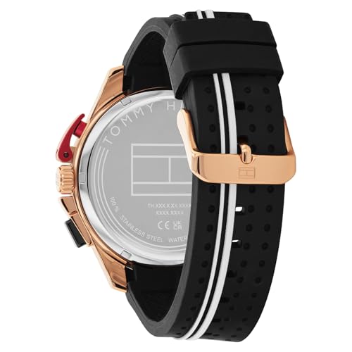Image of Tommy Hilfiger Bank Quartz Analog with Black Dial Black Silicone Strap Watch for Men - TH1710709