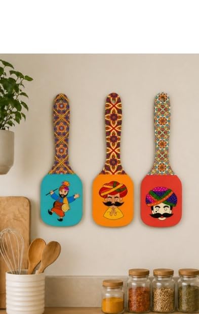 Rajasthani Folk Art Kitchen Wall Decor Set | Multicolor MDF Wooden Hanging for Kitchen, Dining Area & Home Decoration-image-14
