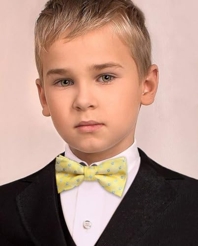Image of HISDERN Bow Ties for Boys Pre Tied Toddler Bow Tie Adjustable Kids Bowties Clip On Fun Patterned Bowties for Wedding Party