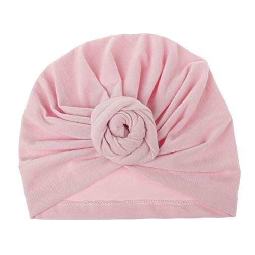 TrifyCore Mignon Chapeaux Turban Vintage Doux Bun Knot Nourrisson Bonnet Doux Mignon Cap Coton tête Wrap Chapeau Chapeau à tête de bébé pour garçons Filles Rose 1pc