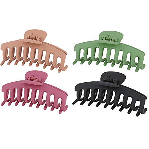 4 pcs Matte Plastic Strong Hold Hair Claw Clips 4 Inch Nonslip Large Claw Clip Jaw for Women and Girls Thin Thin Hair Strong Hold Hair Clips for Thick Hair