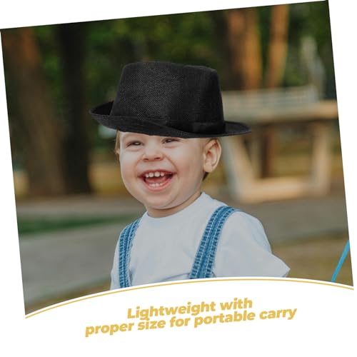 Boy Girl Fedora Hats for Performance Elegant Gentleman Style Lightweight Head Girth for Dance and Dress Up Boys Girls Fedora Hat Black3