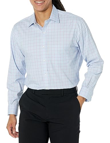 Brooks Brothers Men's Non-Iron Stretch Pinpoint Ainsley Spread Collar Plaid Dress Shirt