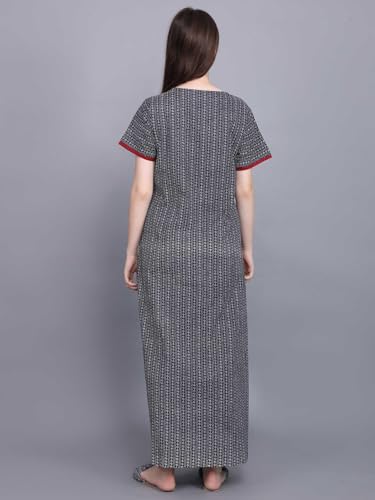 Image of Evolove Women's Cotton Long Maxi Night Gown Nighty Dress with Pocket, Super Soft Comfortable (LNG-Cotton-2)