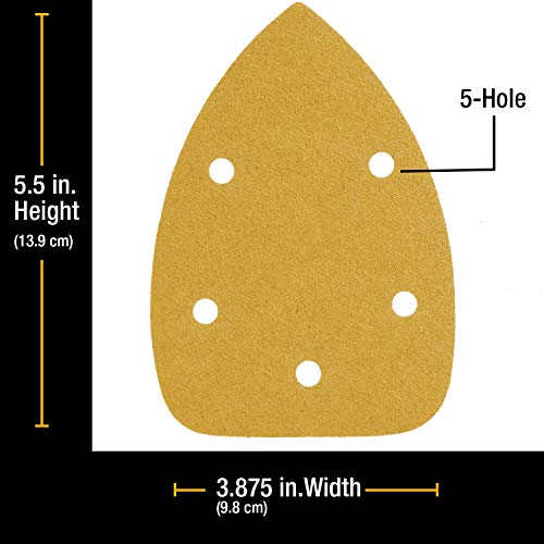 Dura-Gold Premium Mouse Detail Sander Sandpaper Sanding Sheets - 80 Grit (Box Of 24) - 5 Hole Pattern Hook & Loop Triangle Mouse Discs - Woodworking Wood, Furniture Crafting, Sand Automotive Paint #TOP1