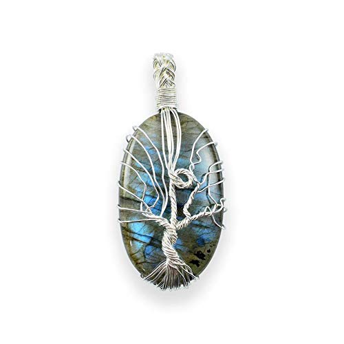 Pendentif labradorite en argent 925, le cadeau idéal avec arbre de vie