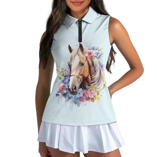 YEXIATODO Golf Sleeveless Tops for Women Racerback Summer Clothing Athletic Polo Golf Outfits Tennis Tank Top Size XS-2XL