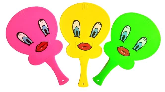 Image of (Set of 3) Cute Chick Bird Design Plastic Hand Fan for Kids, Adults, Multicolor