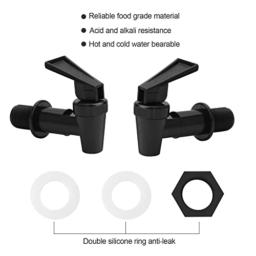 4 Stück Kunststoff Getränkespender Zapfhahn, Wasserspender Ersatzzapfen, Ersatzhahn geeignet für Kalte und heiße Getränke, Bierfass, Glas, Kaffee, Saft, Trinkbrunnen,Schwarz und Weiß (Black)