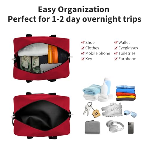 YoKelly Small Duffle Bag 14 inch Carry On Mini Duffel Bag Lightweight for Travel Gym Sport-Red - Image 3
