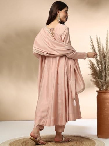 Womens Kurta Set Silk Blend Party Wear Embroidered A-Line Kurta Pant with Dupatta4