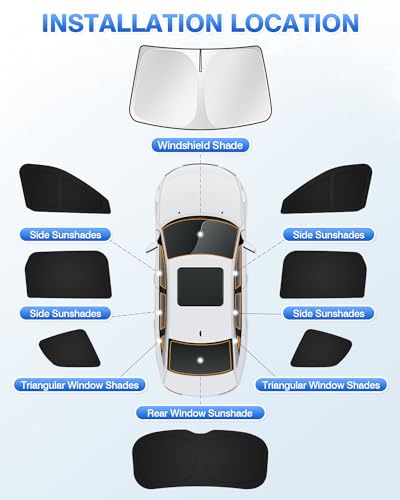 Image of Canvcle Windshield Sun Shade for 2020-2025 2026 Kia Telluride Accessories Sunshade Side Rear Window Shade Cover Window Sun Visor Shield Privacy Protection Keep Vehicle Cool Black 8PCS