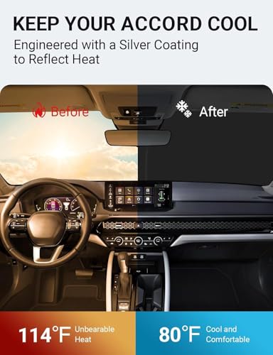 Image of Proadsy Windshield Sun Shade for Honda Accord 2023-2025 2026 4-Layer Foldable Front Sunshade Protector Sun Visor Blocks UV Rays Keep Car Cooler