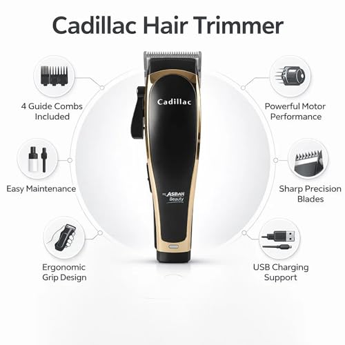 Image of ASBAH Mini Professional Hair Trimmer - High Efficiency, 4 Guide Combs, Super Torque, Carbon-Treated Precision Blades, Super Silent, Lithium-Ion Battery