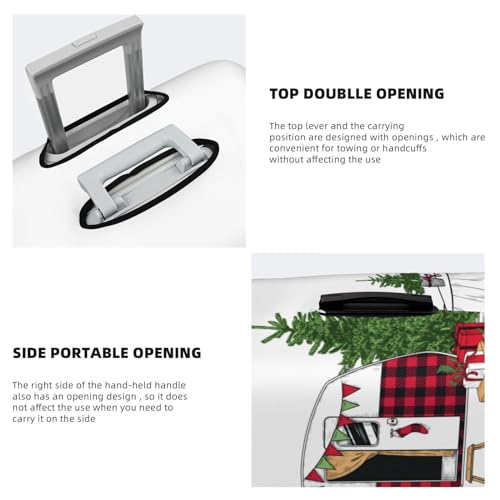 VOSERY Travel Luggage Cover - Vintage Buffalo Plaid Christmas Camper Washable Suitcase Covers Protector Fits 18-32 Inch Luggage3