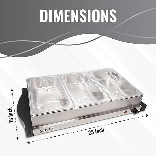 Alpha Living 3x2.5 QT Food Warmers for Parties Buffet Servers and Warmers – Premium Catering Supplies Buffet Display – Stainless Steel Electric Food Warmers with Temperature Control