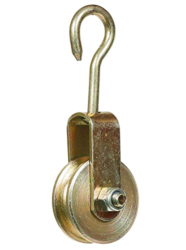 Image of Red Hate Solid Metal Roller Pulley with Hook for Lifting Rope, Gym, Exercise, Pull up bar, Climbing, Hanging, Gold