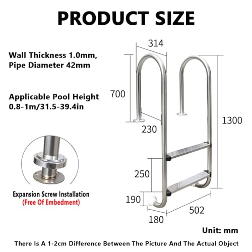 Escalera para piscina de acero inoxidable 2 peldaños miniatura 2