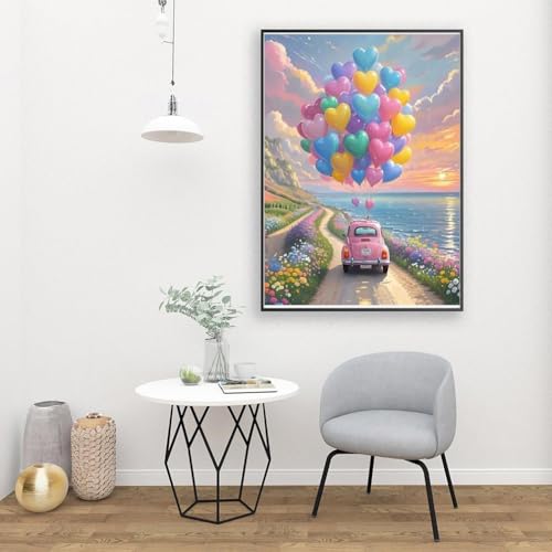 Image of Clendo Balloon Paint by Numbers Kit for Adults, Car Paint by Number for Adults Beginner on Canvas, Ideal Gift Choice for Birthday and Festival, DIY Acrylic Paints for Wall Decor 16x20inch