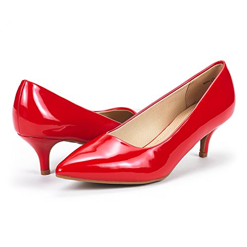 DREAM PAIRS Women's Pumps Kitten Pump Heel Shoes,Red/Pat,5.5 - image 7