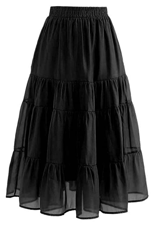 2912247 Black Check Frill Skirt