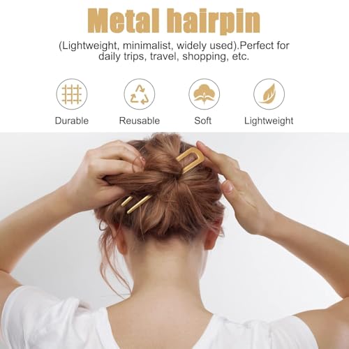 2 pinos de cabelo em forma de U, garfo de cabelo de metal, palitos de cabelo vintage, alfinetes de c