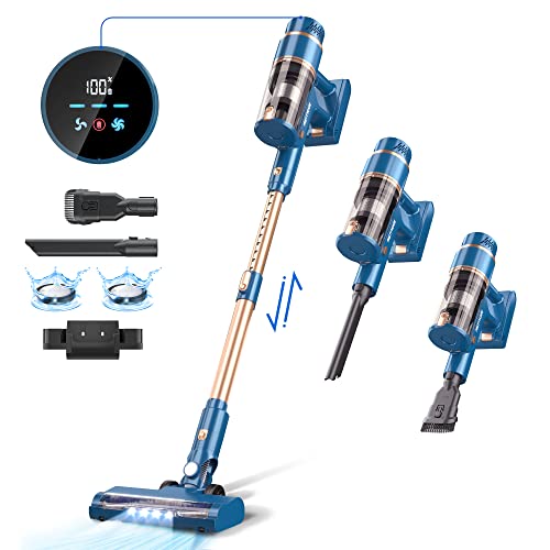 PRETTYCARE Cordless Vacuum Cleaner, 28Kpa Stick Vacuum with Powerful Brushless Motor, LED Touch Display, 45 Mins Long Runtime, Lightweight Vacuum Cleaner for Hard Floor Carpet Pet Hair, P2