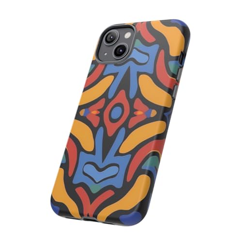 Coque rigide iPhone 14 Plus jaune au motif abstrait avec texture mate