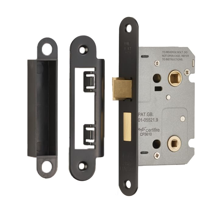Kooples Hardware Easi-T Residential Bathroom Lock Range – Mortice Bathroom Door Lock Case for Thumbturn and Release (Matt Black, 64mm)