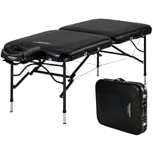 Master Massage 30" StratoMaster LX Ultra-Lightweight Portable Massage Table Aluminum Framed Folding Spa & Tattoo Bed, Lash Table Black
