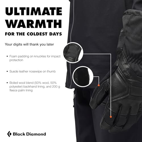 BLACK DIAMOND Men's Guide Gloves, Waterproof, Insulated, Warm, Black 2.0, L