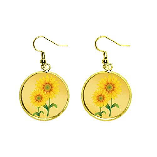 Boucle d'oreille tournesol jaune en goutte d'or pour un look d'été