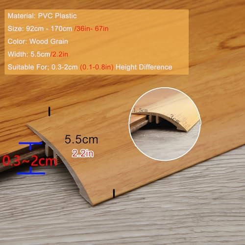 Wood to Tile Floor Transition Strip - 3/4 Inch Cuttable PVC Threshold Reducer for Vinyl Floors, Carpet Edge Trim, and Uneven Surfaces - Light Color, Durable Design