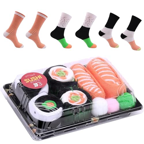 Funny Novelty Sushi Donut Basketball Football Hamburger Socks Box...