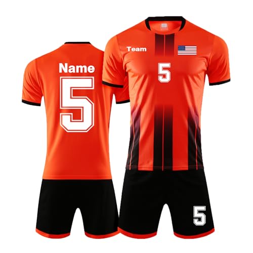 LAIFU Custom Kids Adult Soccer Jersey, Personalized Your Name, Team Name, Number & Logo Soccer Sets Orange