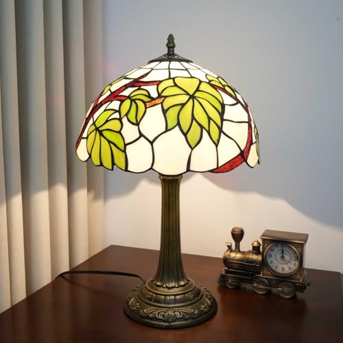 Stained Glass Tiffany Mushroom Table Lamp 12×12×19 (Grape Leaf Green)