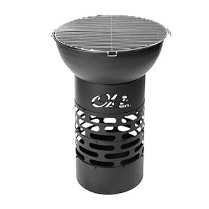 Oleio BBQ Grill- und Feuerstelle, 60cm Grillschale & 40cm Feuertonne, Inkl. Grillrost, Hitzebeständig, Für Holzkohle & Scheitholz, Grilltonne, Feuertonne für den Garten